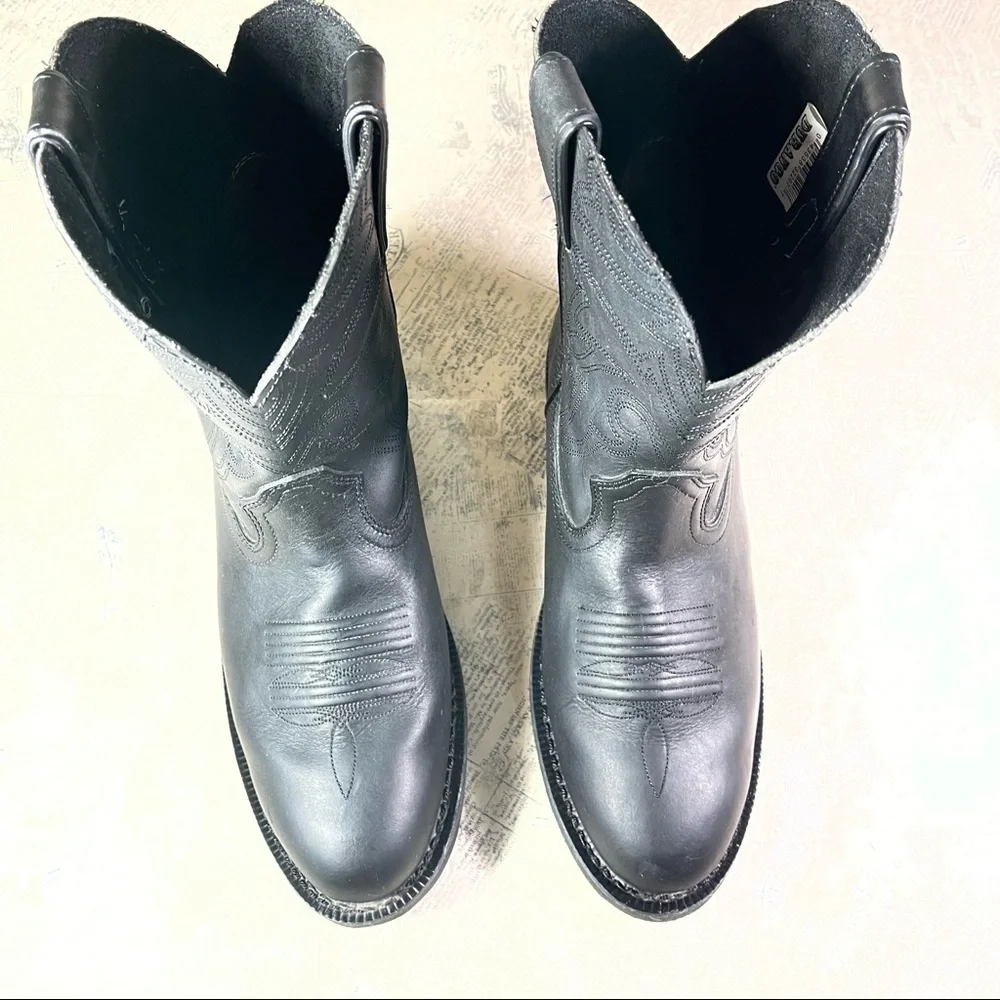 Durango Farm N Ranch Black Leather Western Cowboy Boots Work Boots